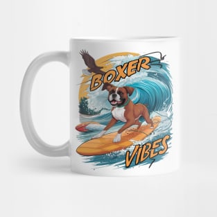 Majestic Boxer Surfer Conquering Waves Mug